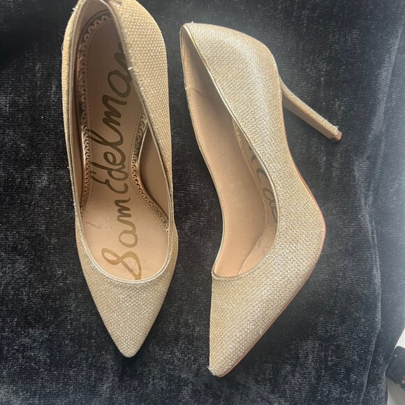 Sam Edelman Hazel Gold Glitter Pointed Toe Pumps Size 7 - Picture 3 of 3